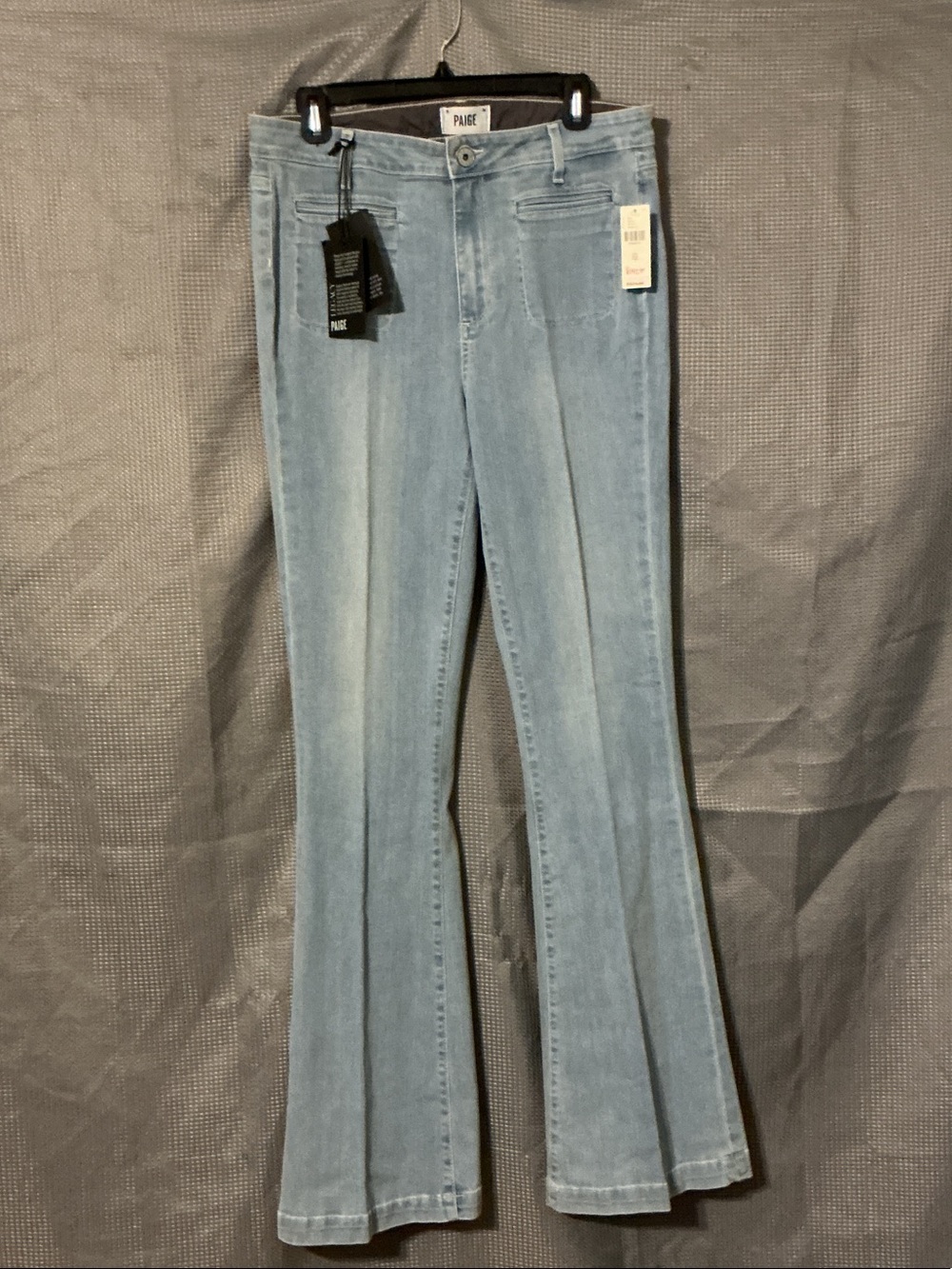 PAIGE Light Blue Flared Jeans with Front Crease